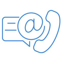 Icons showing text, @ and a phone