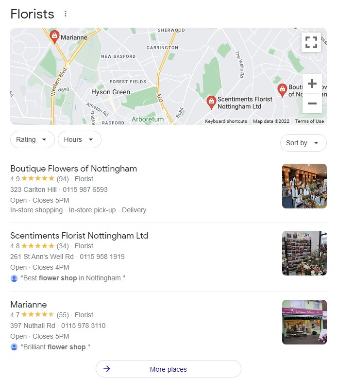 Google My Business Listings in SERP