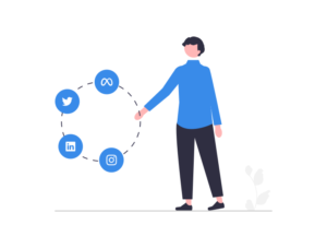 Person with social media icons